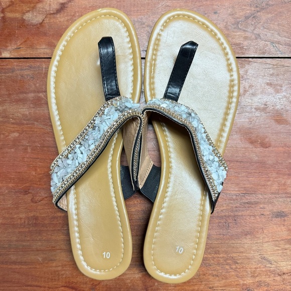 Sparkly Wedge Heeled Sandals - Picture 1 of 6